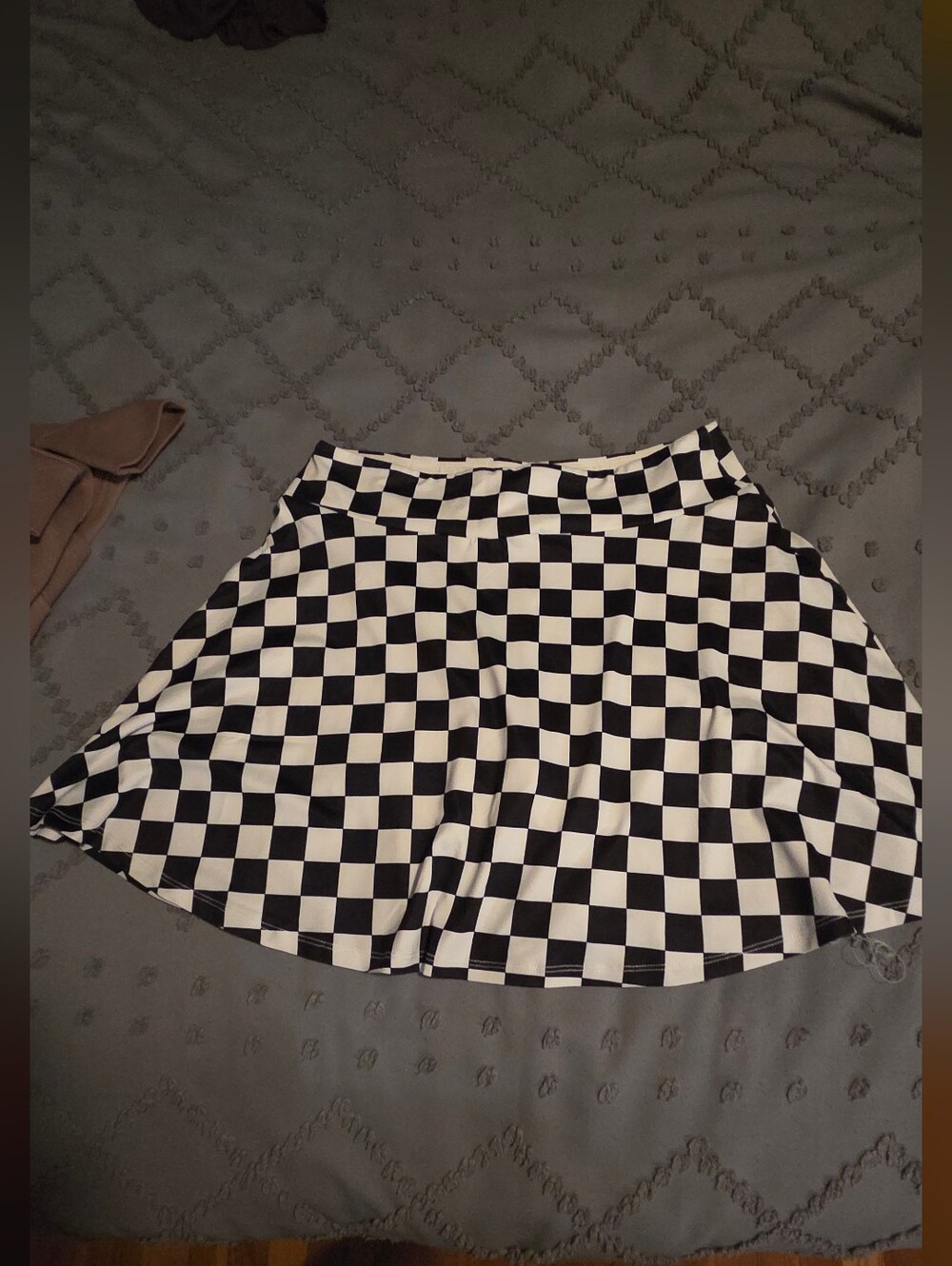 Black and White Checkerboard Atheltic Skirt Built In Shorts - Sz Large